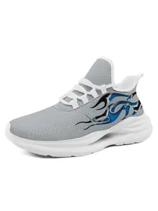 Men’s Silver Detroit Edge Tribal Pattern | Breathable Lightweight Trainers | PLUS SIZE | Game Day Sneakers | Casual Athletic Footwear