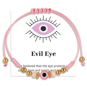 Evil Eye Protection Bracelet – Adjustable Woven String Beaded Bracelet for Women & Men