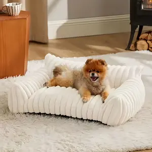 1 piece fluffy pet cat sofa, soft and comfortable pet sofa bed, fluffy cloud bed, dog bed with non-slip bottom, suitable for small and medium-sized cats and dogs, indoor cat bed with removable and washable cover Shaped Beds Kitten