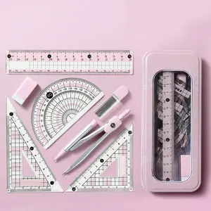 Set of Ruler and Compasses with Measuring Tool, Ideal for Teaching, Elementary School and Student Gifts, Geometry Tools Set, Drawing Supplies, Multifunctional Stationery