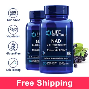 Life Extension NAD+ Cell Regenerator and Resveratrol Elite - NAD Supplement niacinamide riboside - Healthy aging, Energy, Focus, 30 Capsule Dietary,Fitness Healthcare