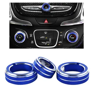 Volume AC Knobs Decals for Chevrolet Chevy Equinox LT Accessories Air Control Push Auto Sync Stickers Caps Covers Parts Car Interior Inside Decoration Men Women Aluminum Alloy Blue Pack of 3