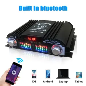 1600W Peak Power Digital 4-Channel HiFi Audio Amplifier - Bluetooth Karaoke Player, FM Radio, USB, Adapter, Card Support, Remote Control Included