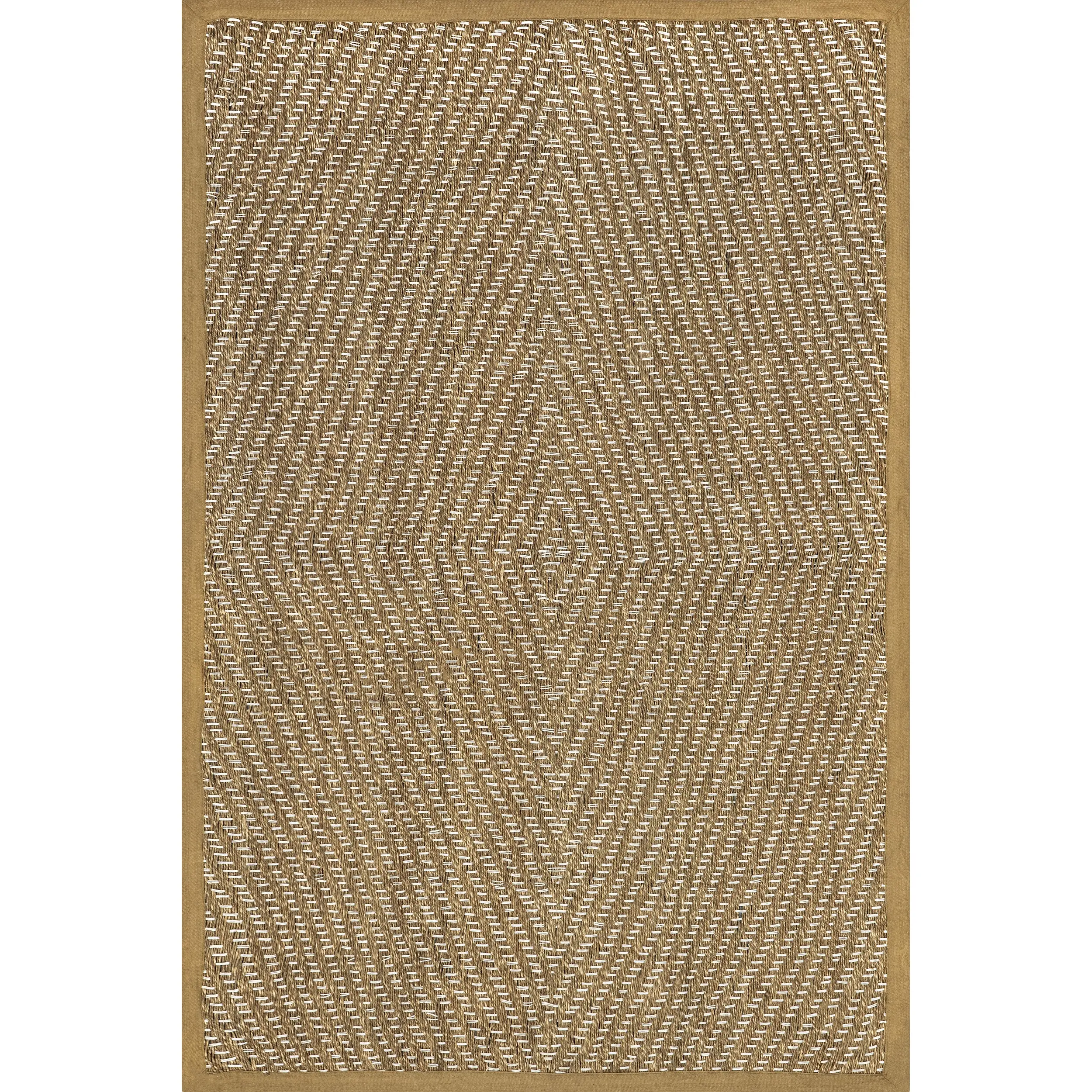 Meara Geometric Striped Seagrass Area Rug