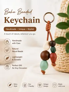 LUVTAG 1pc Earthy Tone Beaded Bag Pendant - Handcrafted Boho Accessory, Lightweight & Durable Charm for Handbags, Perfect Birthday/Anniversary Gift for Fashion Lovers