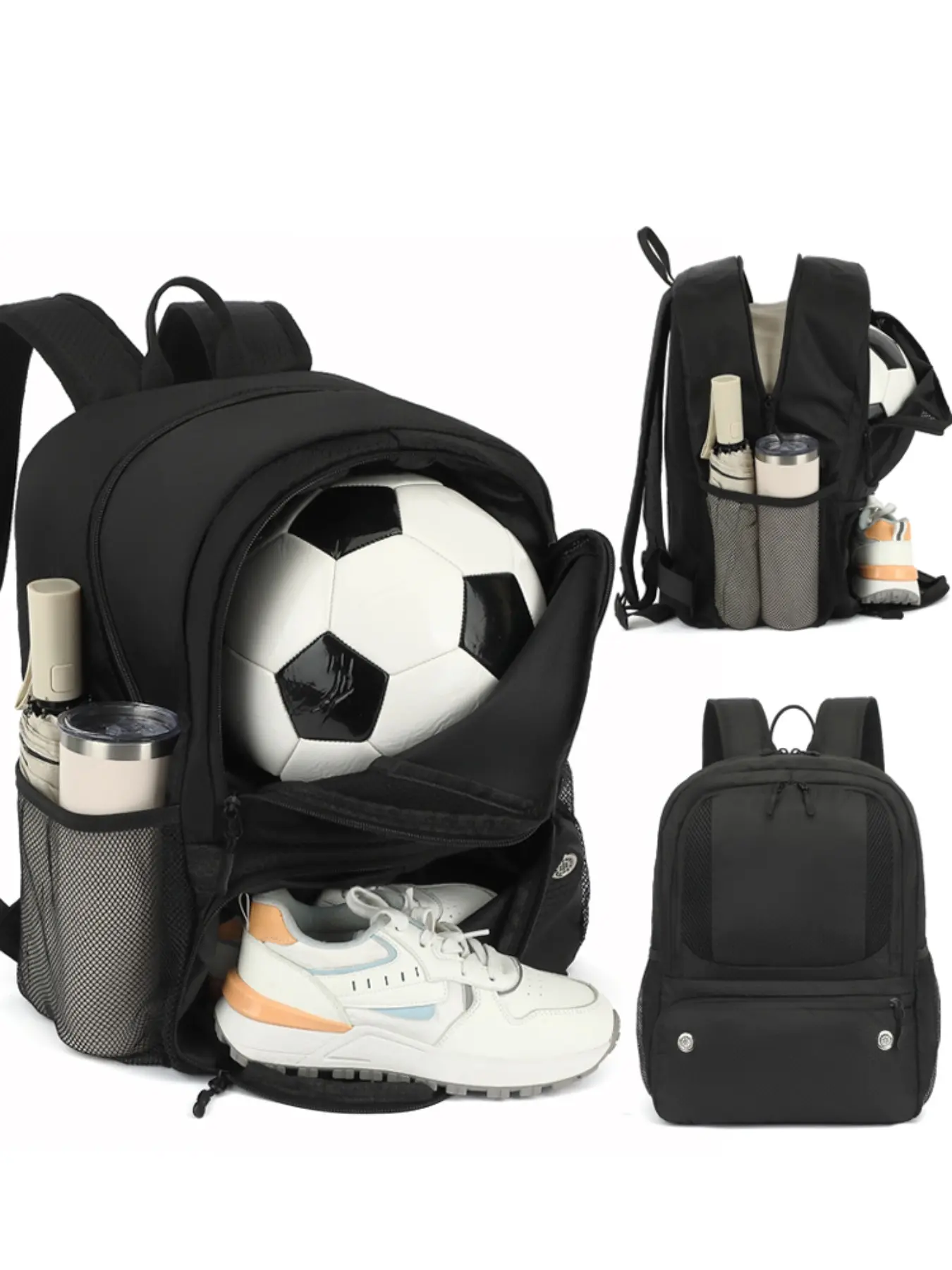 Solid Color Soccer Ball Backpack, Large Sports Equipment Bag, Football Training Backpack with Shoe Compartment for Youth Suitable for Indoor Outdoor Basketball Volleyball