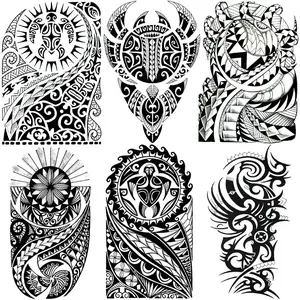 6 Pcs Tribal Totem Temporary Tattoos, Maori Tribal Tattoos, Waterproof Realistic Body Art, Party Accessories for Men and Women