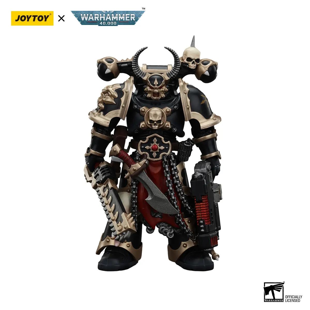 JOYTOY Warhammer 40000 1/18 Collectible Articulated PVC Minifigure - Chaos Space Marines Black Legion Chosen Small Action Figure with Combi-melta & Chainsword JT00980, Articulated Pvc Figure, Collectible Action Figure