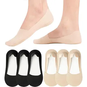 No Show Socks Womens Nylon Non Slip Low Cut Invisible Liner Footies Thin Silk Socks for Flats Loafers 6 Pairs