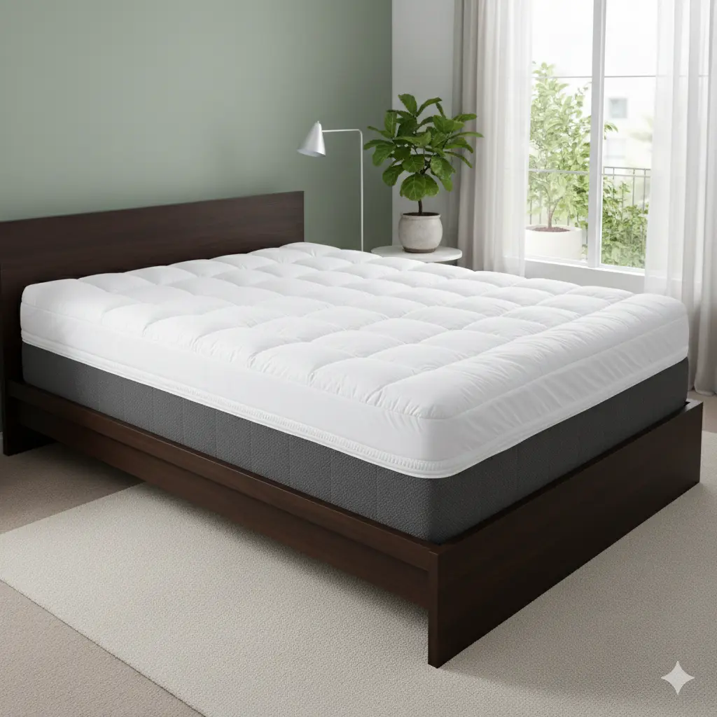 10 CM Thick Mattress Topper with High Density Foam | Orthopedic Bed Topper for Pressure Relief & Back Pain Support | Cooling, Breathable, Hypoallergenic Mattress Pad | Hotel-Quality Comfort