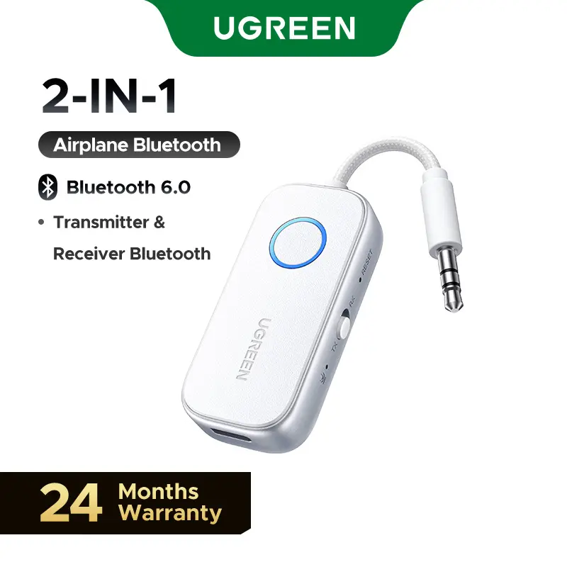 UGREEN Airplane Bluetooth 6.0 Transmitter Receiver for 2 Airpods or Headphones, Airplane Travel Essentials 2-in-1 Wireless Bluetooth Adapter, 3.5MM AUX Jack Adapter on Flight, TV, Car Stereo,DealsForYouDays