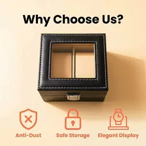 Luxury Leather Wristwatch Storage Box, Watch Jewelry Box, 2 Compartments, Portable & Secure, Ideal Gift for Husband, Father, Boyfriend, Elegant Design