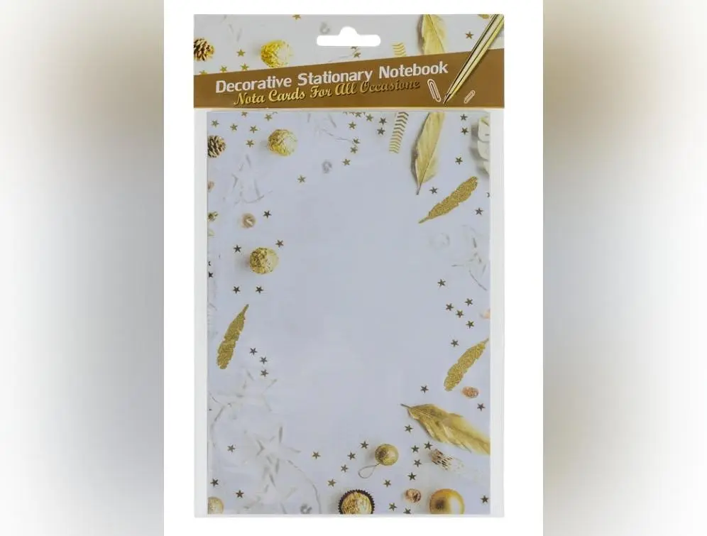 Decorative Stationary Notebook- Gold Feathers Stationary Collection