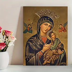 A Russian Orthodox Icon Painting - Religious Wall Art Poster of the Virgin Mary and Jesus Christ, Waterproof Canvas Print, Traditional Orthodox Image, Suitable for Home, Church, Office, Bar Decoration - Spiritual Gift for Orthodox Believers - (30x 40cm )