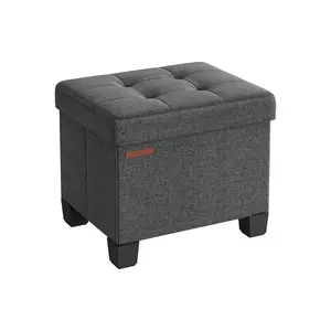 【Deals For You】SONGMICS Storage Ottoman, Small Ottoman Foot Rest with Legs, 15 x 15 x 15.7 Inches Foot Stool, Load up to 660 lb, for Living Room, Bedroom, Dorm