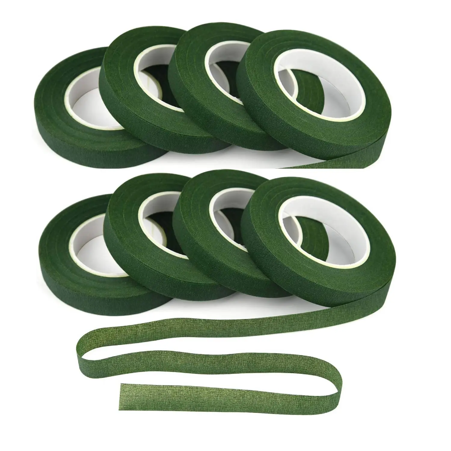 Dark Green Craft Floral Tape - 8 Rolls, 12mm (1/2" Wide) Home Decor Supply for Scrapbooking, Gift Wrapping, Decorating, Photo Albums, Foam Wreath DIY Projects, Flower Arrangement