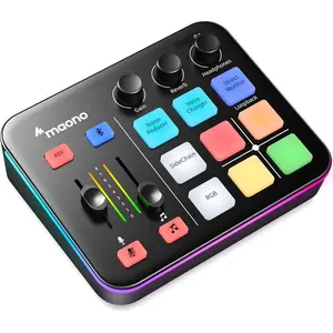 Gaming Audio Mixer, Audio Interface with Pro-Preamp, RGB, Bluetooth, 48V Phantom Power for Live Streaming, Podcasting, Content Create, Gaming caster G1 NEO (BLACK)