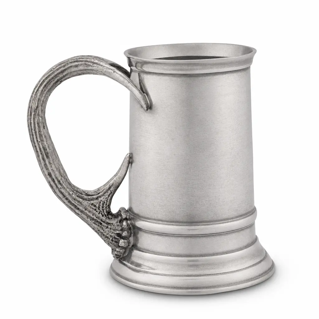 Pewter English Mug with Pewter Antler Handle