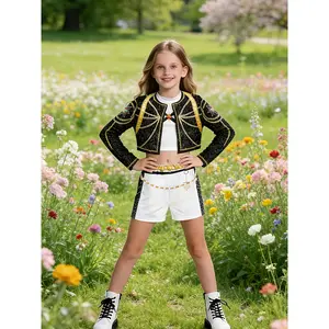 3pcs Kpop for Boys and Girls, Kids K Pop Performance Outfit Vocal Stage Outfits Idol Singers White Party Girl Group Stage Outfit Halloween Festival Cloth Cheerleading Dance Uniforms