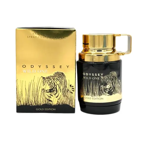 Men's Armaf Odyssey Wild 1 Gold Edition Eau de Parfum (EDP) Spray, 3.4 fl oz (3 to 3.9 fl oz), High-End Woody Scent Fragrance for Adults, Contains Alcohol