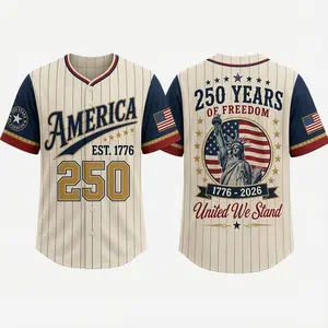 America 250th Anniversary Patriotic Baseball Jersey – USA Flag Statue of Liberty Liberty Bell Capitol Building Eagle Graphic Button Down Shirt, 1776–2026 Land of Liberty Freedom Jersey for Men, Women, Veterans & 4th of July