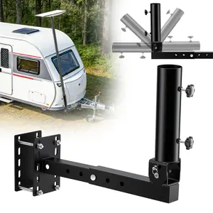 RV Starlink Mount & Flagpole Holder - 3-in-1 Design for 4" Bumper, A-Frame & Hitch - 180° Adjustable Heavy Duty RV Flag Pole Mount for Travel Trailer, SUV, Truck - Industrial Grade Steel Camping