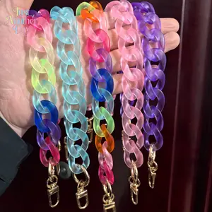 Pastel Gradient Acrylic Curb Chain, Frosted Candy Color Resin Bag Strap, Detachable Chain for Phone Straps, Crossbody Bags, Handbags & Keychains