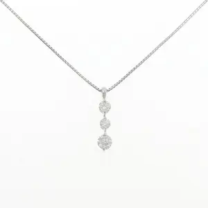 Mikimoto Three Stone Au750 Diamond Necklace