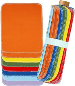 Reusable Paper Towels – Pack of 24 Washable Paperless Towels Roll - 100% Cotton, Super Absorbent, Reusable Napkins for Kitchen - Eco Friendly Soft Paperless Paper Towels Set & Made to Last (Rainbow) Kitchen Cleaning Traditional dish towels kitchen