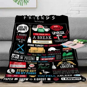 Friends TV Show Flannel Blanket For Kids Adult Girls Gift Picnic Travel Bed Throw Blanket Applicable All Season Black Blankets