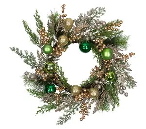 Northlight Ornaments and Berries Christmas Wreath 24"