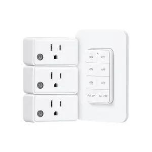 Remote Control Outlet  Wall Mounted Light , 3 Independent Control Outlets, 200FT RF Range, Mini Outlet Plug, 15A/1875W High-Power for Lamps, Lights, Household Appliances, ETL Listed