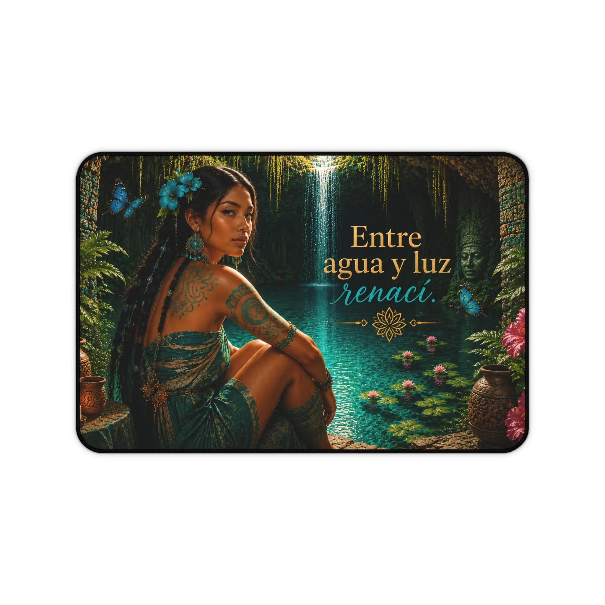 Cenote Collection Desk Mat 16 x 32 Indigenous Latina Desk Pad Spanish Quote Extended Mouse Pad Office Desk Mat
