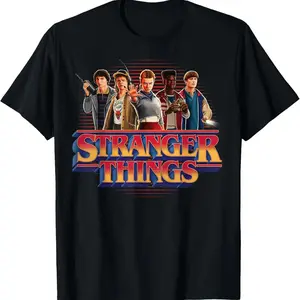 Stranger Things Season 5 Main Crew 80's Style Group Logo T-Shirt