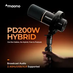 Maono PD200W Hybrid Wireless USB and XLR microphone for PC, Android smartphone, tablet, and Camera, Consoles, perfect for all podcasters, live streamers, gamers, and content creators.