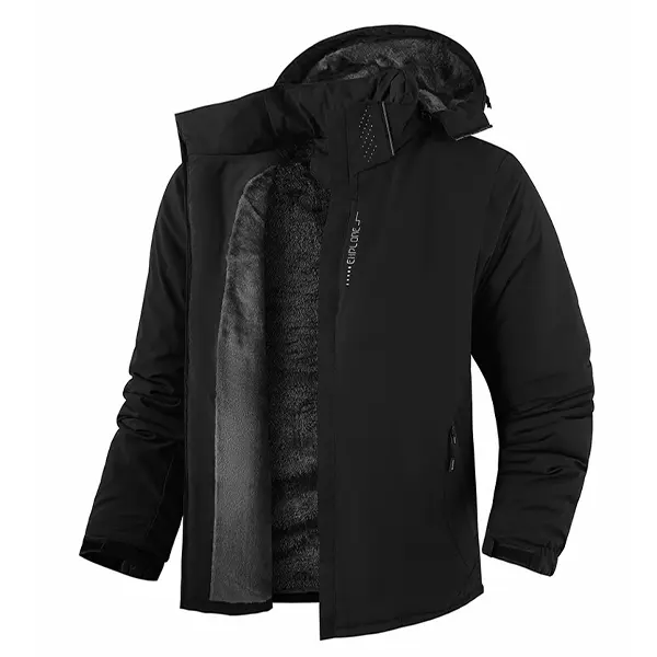 Men's Long Sleeve Plain Casual Autumn Winter Silver Fox Fleece-Lined Thick Softshell Jacket - Windproof, Waterproof, Wear-Resistant Outdoor Warm Couple Coats Menswear Matching Tops