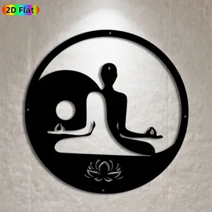 1pc Yoga Lotus Yin Yang Metal Wall Art,Yoga Lotus Yin Yang Statue Mural, Ideal Gift for New Year, Christmas, Yoga & Zen Enthusiasts, Powder-Coated Metal Wall Decor Wall Sculptures, Perfect for Home Wall & Garden Fence, Serene Spiritual Home Decor