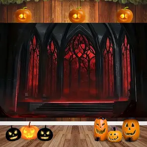 Gothic Vampire Castle Banner Flag, Halloween Party Decoration, Photography Background Cloth, Indoor Outdoor Home Wall Decor, Room Decor Banner, Anniversary Gift