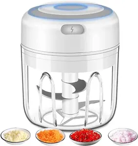 Electric Garlic Chopper, 250ML Portable Mini Food Processor with 304 Stainless Steel, 3 Sharp Blades, USB Rechargeable Wireless Meat Masher Onion Grinder for Ginger, Chili, Fruit, Meat, etc