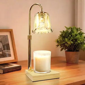 Dimmable Adjustable Timer-Controlled Wax Warmer Lamp with 1 PC Glass Candle Holder, 2 Lights for Jar Candles & Fragrance, Metal Room Home Decor Gift for Women