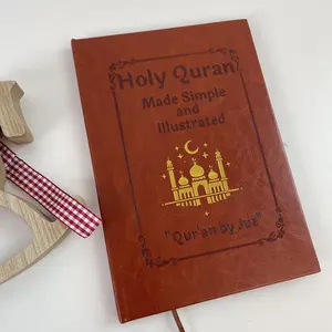 Notebook — Beginner-friendly illustrated Quran study guide book; brown leather simplified segmented Quran manual; easy-to-understand Islamic learning notebook for new Muslim believers supplies bible glitter may chalkboard