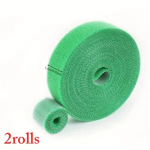 2 Rolls Plant Ties, Green Garden Tape for Climbing Plants, Reusable Nylon Plant Support Straps, Garden Supplies