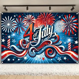 Lightweight Polyester American Independence Day Holiday Decorative Flag Wall Hanging - Bright Red and White Festive Backdrop Cloth Tapestry for Home, Party Supplies