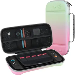 L-PHP006  Carrying Case for New 2025 Nintendo Switch 2, Switch 2 Protective Hard Travel Bag Holder with Extra Space for Joy-Con, Cables, Games Cartridges and Accessories, Fancy Pink Green