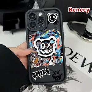 Compatible  iPhone 16 15 Pro Max Plus 14 13 12 11 X XR E Ghost Face Graffiti Rugged Durable shockproof Anti-Scratch soft Silicone case