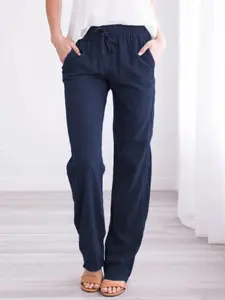 New Summer Autumn Cotton Linen Drawstring Loose Fit Casual Wide Leg Long Pants for Women, Comfortable and Stylish Bottoms