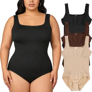 【Plus Size】Women's 1/2/3 Piece Bodysuits Tummy Control Body Shaper Sleeveless Square Neck Body Suit Going Out Tank Tops Lady Comfortable Womenswear Underwear Plus Size 1XL-5XL