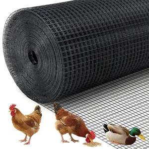 48in x 100ft Black Hardware Cloth 1/2 inch 19Ga PVC Coated Wire Mesh Vinyl Coated Fence, Welded Metal Chicken Wire Fencing Roll, Garden Plant Fencing, for Chicken Coop and Home Improvement