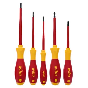 Wiha Tools 32084 Slotted and Phillips Insulated Screwdriver Set 5-Piece