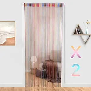 2 Pack 39 x 79 Inch Beaded Curtain String Door Curtains, Hippie Room Decor Beaded Curtains for Doorway, Closet Curtains, Room Divider  Decor, Boho Home Decoration for Bedroom, Party, 18 Colors